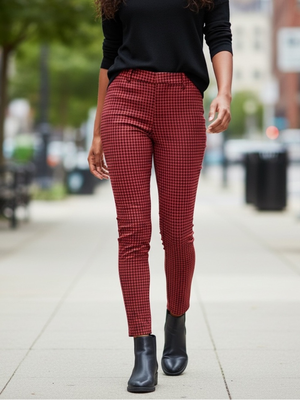 Talbots Chatham Ankle Slim Leg Micro-Houndstooth Pants Size 14